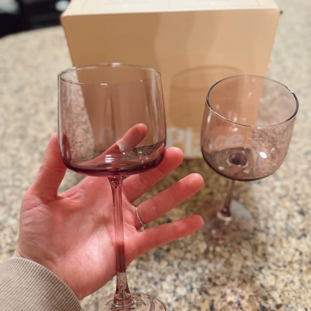 Our Place Pink Wine Glass Set - Picture 3 of 4
